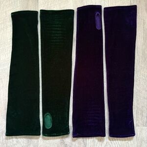 2 pair velvet elbow-length fingerless gloves 🦚